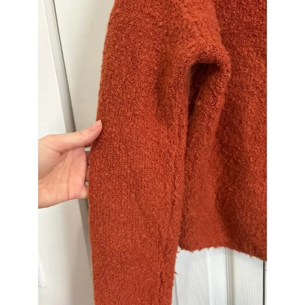 Free People Stormy Terracotta Orange Fuzzy Cowl Neck Sweater Size Small